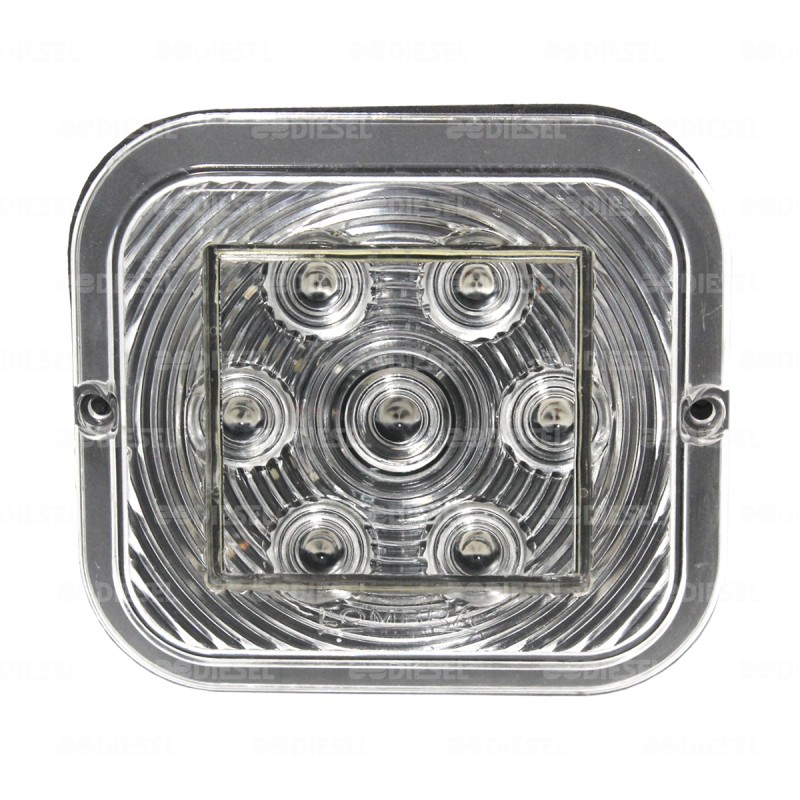 PLAFON 12V 7 LED AMBAR/CRISTAL CUADRADO