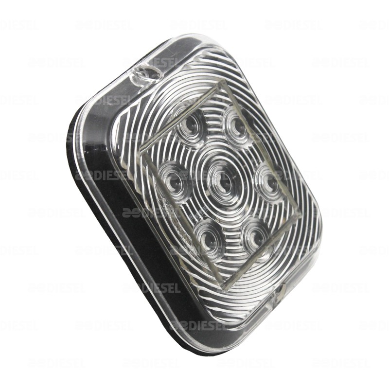 PLAFON 12V 7 LED AMBAR/CRISTAL CUADRADO