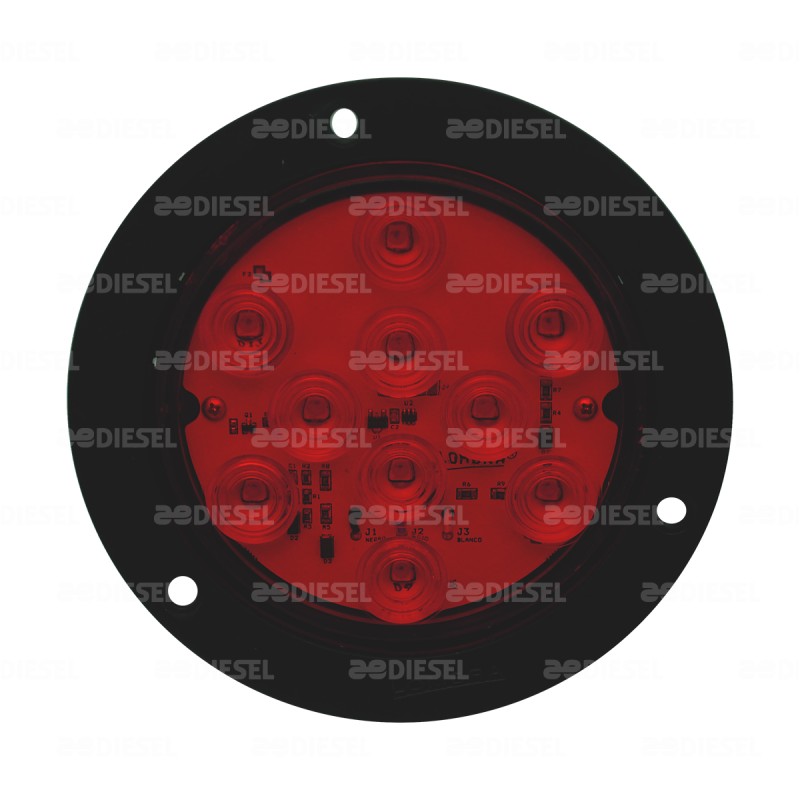 PLAFÓN 12V 10 LED ROJO 4" BRIDA NG C/DE