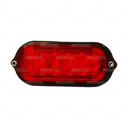 PLAFÓN 12V 10 LED ROJO 6" OVALADO