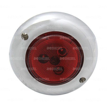 PLAFÓN 12V 2 1/2" 3 LEDS ROJO CIRCULAR CROMADO