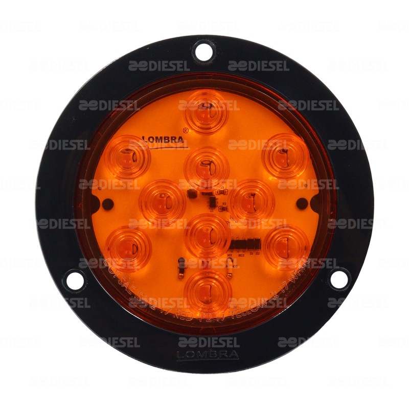 PLAFÓN 12/24V 10 LED ÁMBAR NEG FIJO