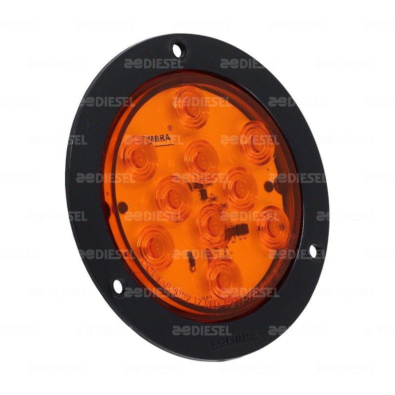 PLAFÓN 12/24V 10 LED ÁMBAR NEG FIJO