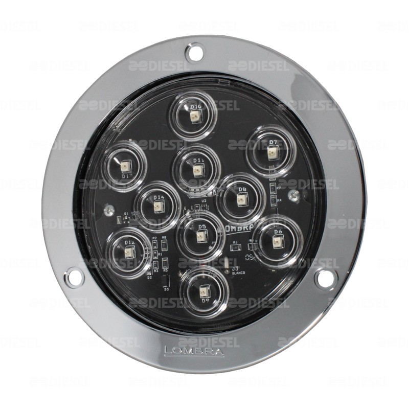 PLAFÓN 12V 10 LED ÁMBAR/CRISTAL 4" FIJO