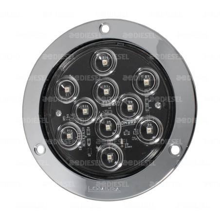 PLAFÓN 12V 10 LED ÁMBAR/CRISTAL 4" FIJO