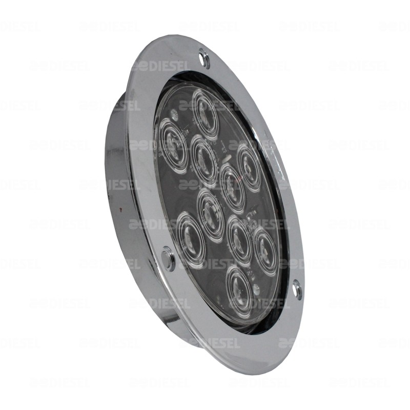 PLAFÓN 12V 10 LED ÁMBAR/CRISTAL 4" FIJO