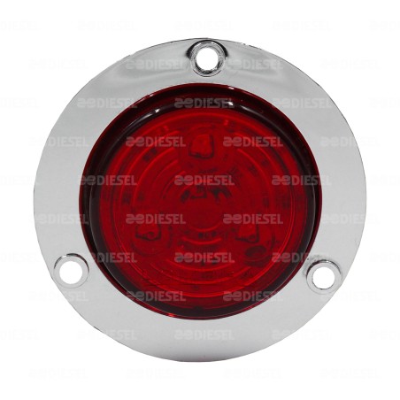 PLAFÓN 12V 3 LED ROJO 2 CIR CROMADO