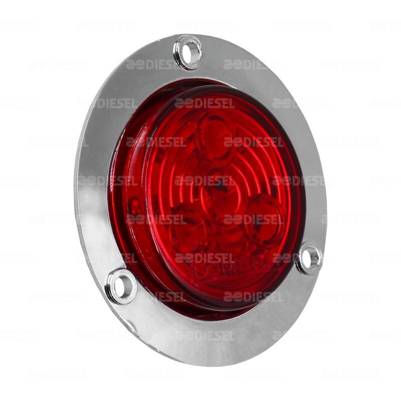 PLAFÓN 12V 3 LED ROJO 2 CIR CROMADO