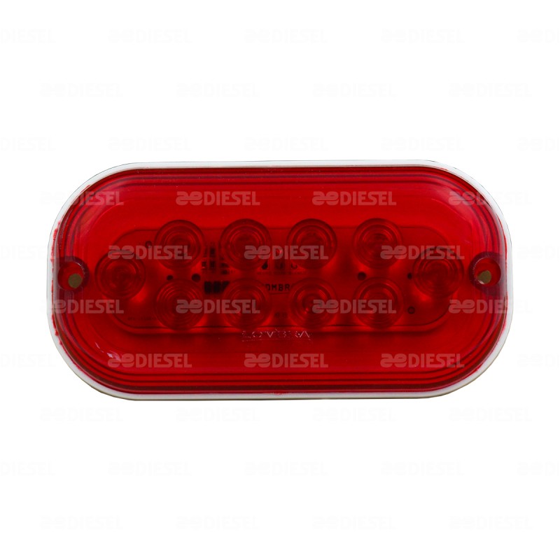 PLAFÓN 12V 10 LEDS ROJO 6" OVALADO SOBREP