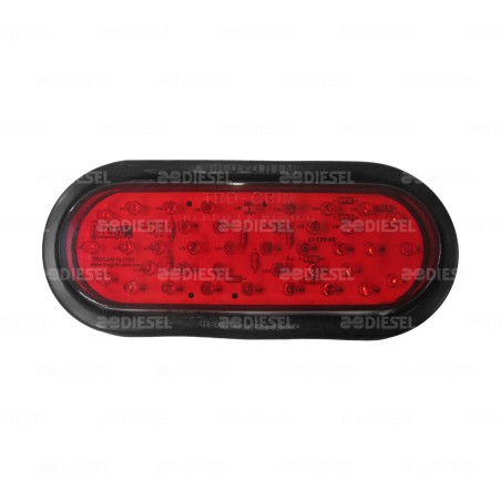 PLAFÓN 12V LED ROJO OVALADO GOMA ESTROBO