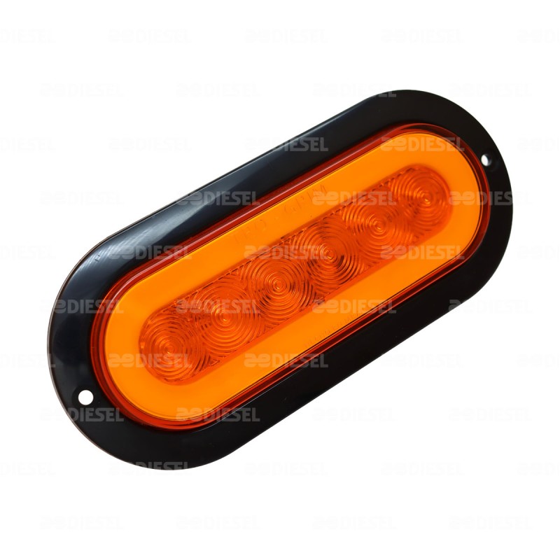 PLAFÓN 12/24V 6 LED OVALADO ÁMBAR NEÓN NEGRO ESTROBO