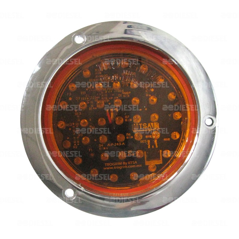 PLAFÓN 12/24V 39 LED 4" ÁMBAR CROMADO ESTROBO