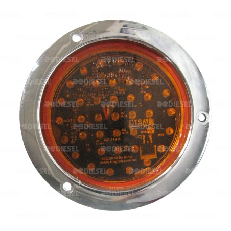 PLAFÓN 12/24V 39 LED 4" ÁMBAR CROMADO ESTROBO