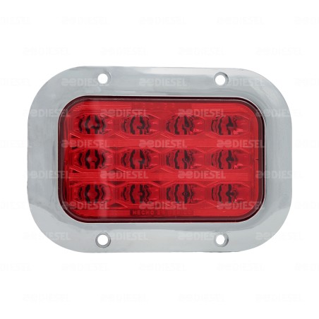 PLAFÓN 12/24V 12LED ROJO CUADRADO ALTA/BAJA BISEL CROMADO