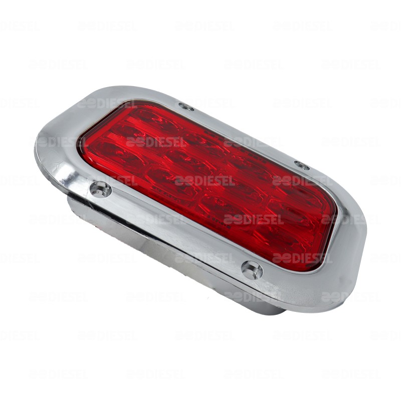 PLAFÓN 12/24V 12LED ROJO CUADRADO ALTA/BAJA BISEL CROMADO