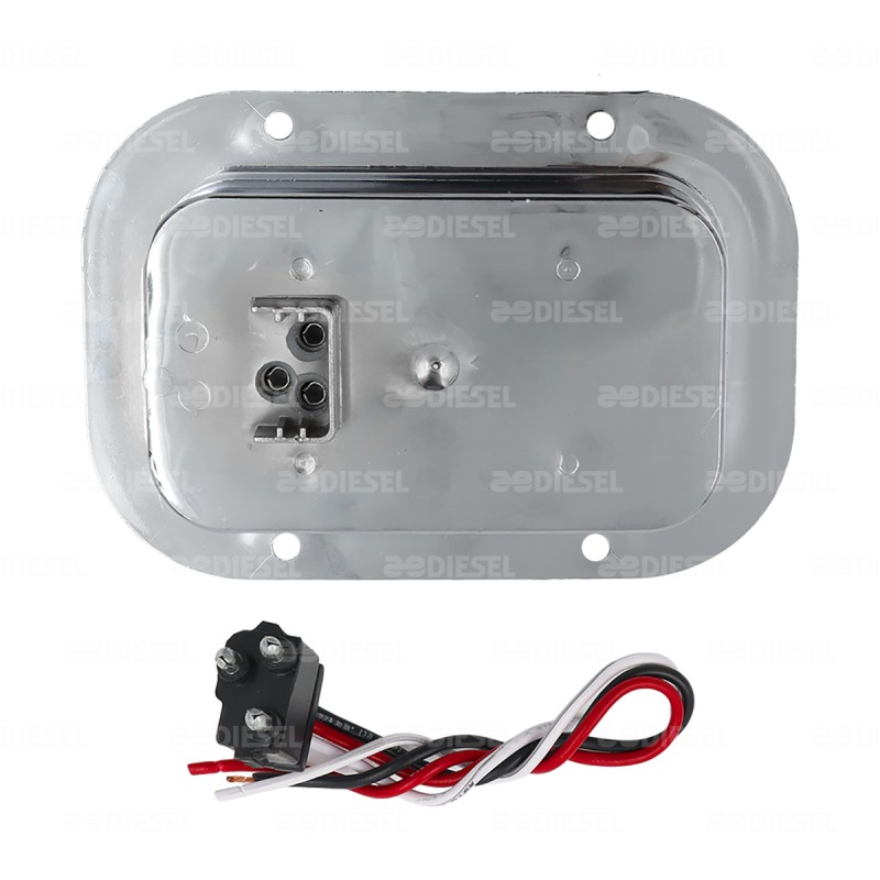 PLAFÓN 12/24V 12LED ROJO CUADRADO ALTA/BAJA BISEL CROMADO