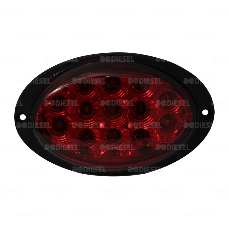 PLAFON 12V LED ROJO AYCO OVAL 2P
