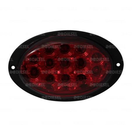 PLAFON 12V LED ROJO AYCO OVAL 2P